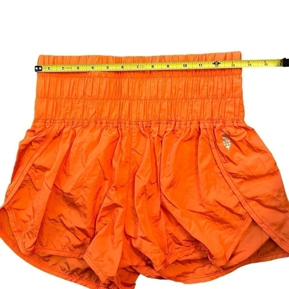 Free People Burning Up Neon Orange High Rise Ruched The Way Home Short Size M - Picture 12 of 15
